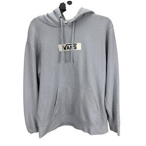 Vans Small Gray Hoodie Checkerboard Back Logo Pullover Sweatshirt Streetwear